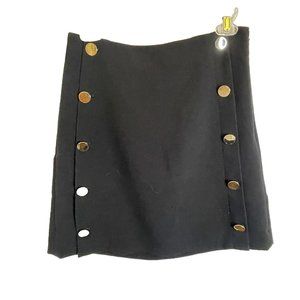 Loft Black Knitted‎ Business Lined Mini Skirt Gold Buttons Women's Size 2